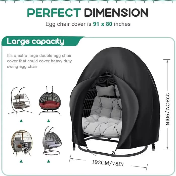 Housse de siège de chaise Double oeuf avec fermeture éclair, imperméable, coupe-vent, protection de