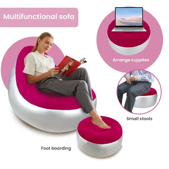 Canapé paresseux gonflable, chaise pliante et Portable avec tabouret de pied, canapé à Air pour salo
