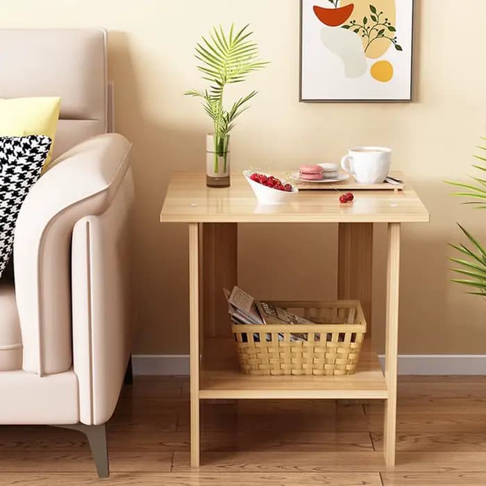 Table d'appoint Double couche en bois, petite Table d'appoint pour canapé, maison, salon, petit appa
