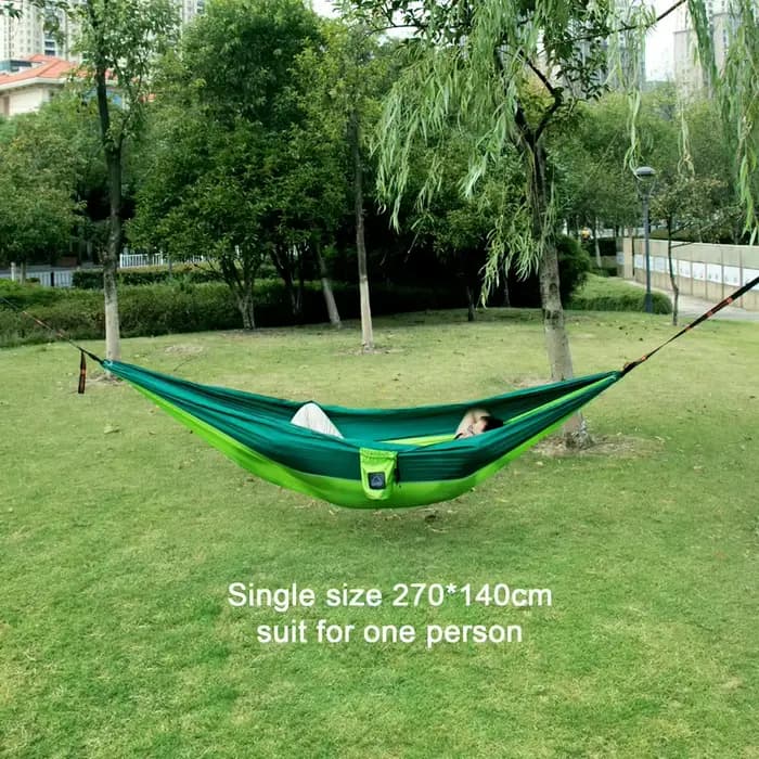 Hamac de jardin de randonnée de Camping en plein air de taille simple et Double de tissu de Parachut