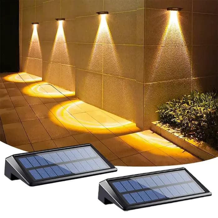 Paquet de 2 appliques murales solaires 4 LED lumières de clôture solaire lumières de pont solaires i