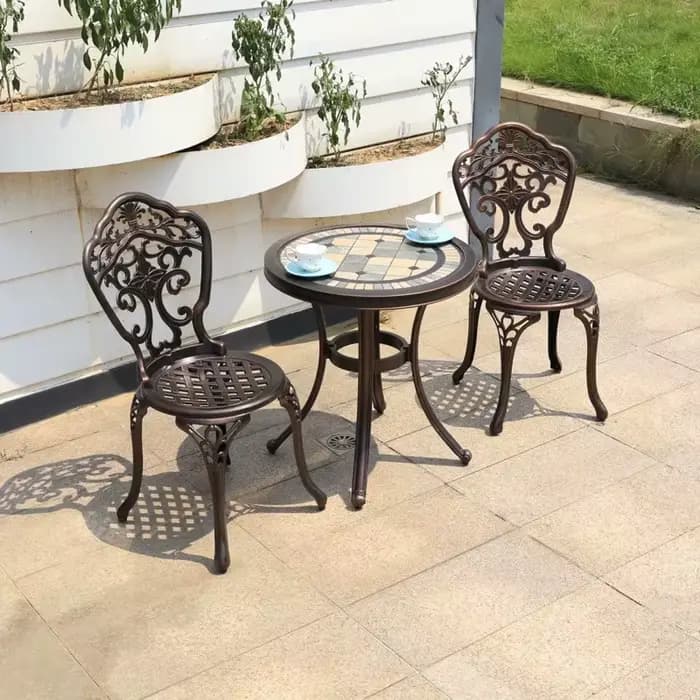 Tables et chaises en aluminium moulé pour l'extérieur, meubles de terrasse d'hôtel, table ronde en m