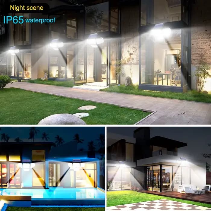 Projecteur de sécurité solaire à 182/112 LED, 3 modes d'éclairage, tête d'éclairage réglable, éclair