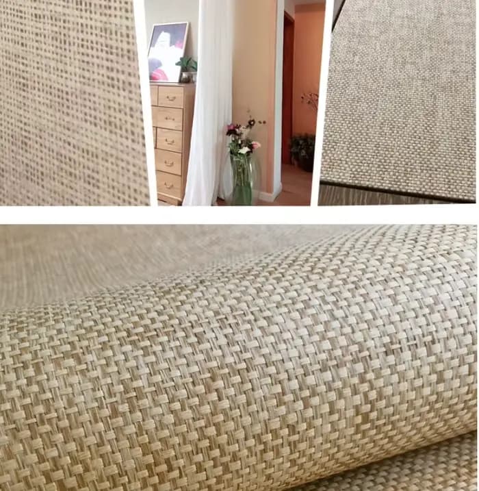 L:2.5 mètres de largeur: 450mm Design hôtel décorer herbe naturelle tissu meubles autocollant bricol
