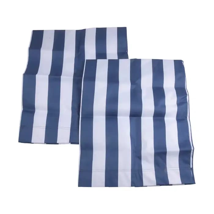 Chaise longue pliante en bois, tissu à rayures bleues et blanches, chaise de plage, chaise longue de