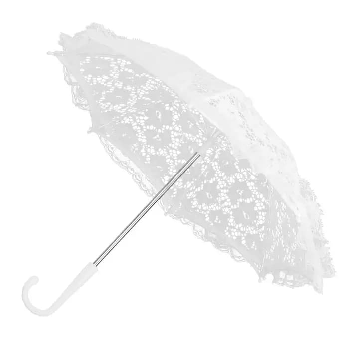 Parasol blanc vintage brodé de dentelle florale, accessoire de photographie pour mariée
