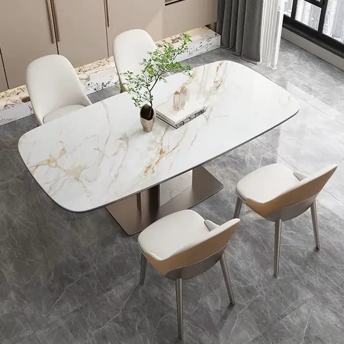 Sièges de table à manger rectangulaires modernes en pierre frittée série Luxotic pour 6 à 8 personne