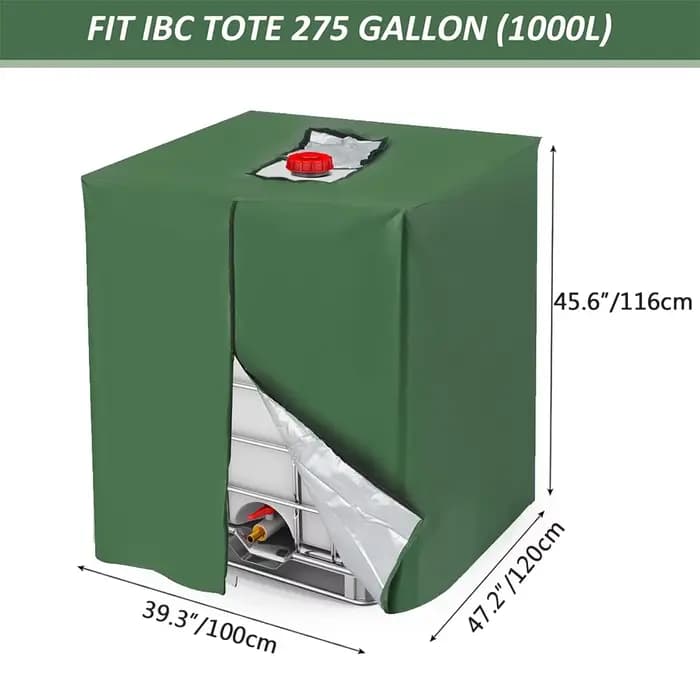 1pc 210D fermeture éclair extérieure IBC fourre-tout 275 gallons 1000L réservoir d'eau extérieur 100