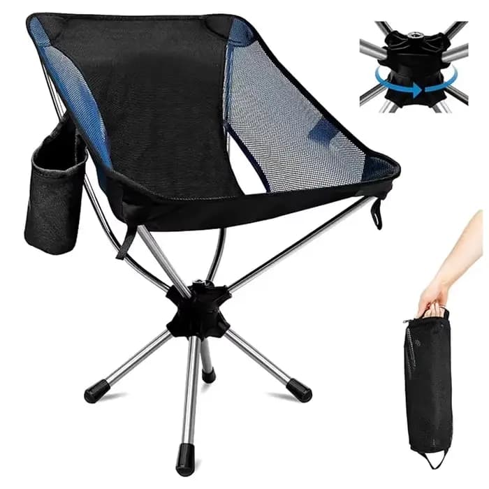 Chaise de camping pliable 360 ° Chaises pivotantes pour adultes, chaise pliable légère et portable