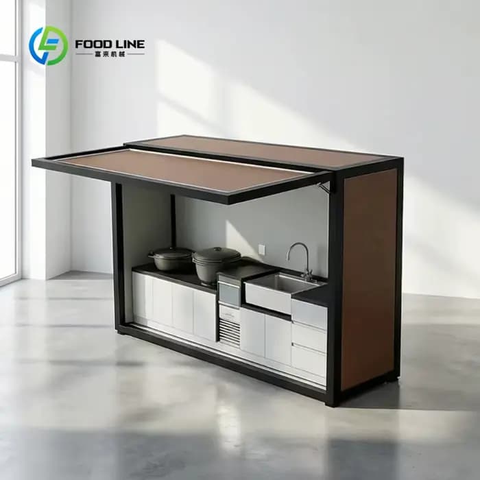 Cuisine extérieure modulaire personnalisée en acier inoxydable 304, résistante aux intempéries, pour
