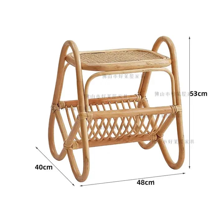 Table basse de rangement en rotin MOMO, style maison d'hôtes, table d'angle japonaise pour fenêtre,