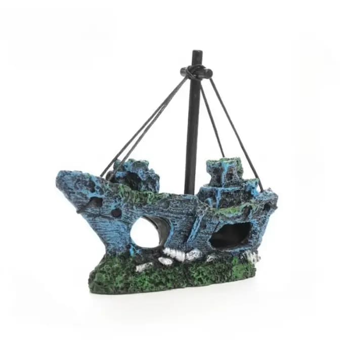 Décoration de paysage d'aquarium en résine, bateau coulé, accessoire pour aquarium, ornement de bure