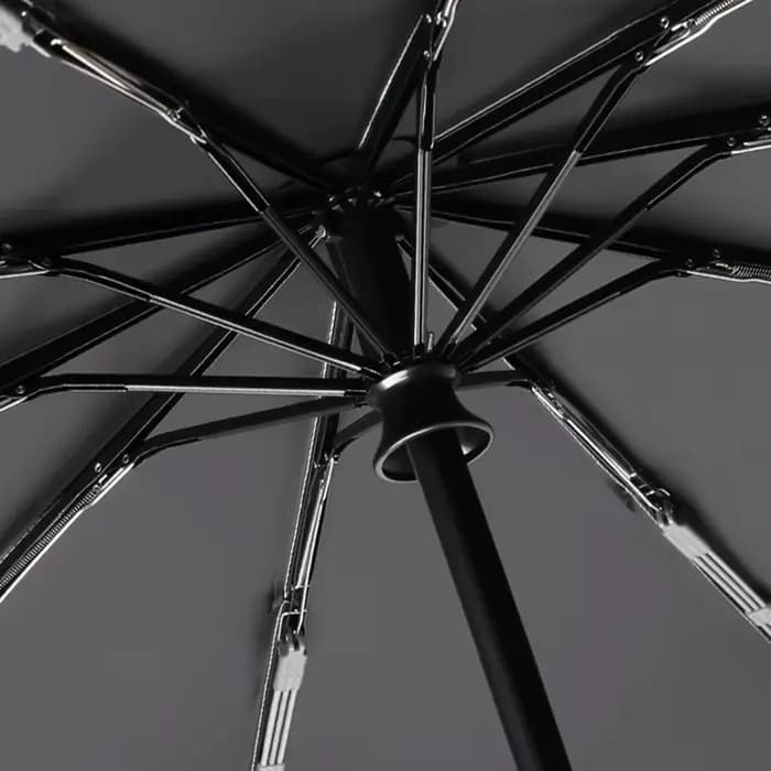 Grand parapluie solide coupe-vent avec bande réfléchissante, parapluie UV pliable automatique invers