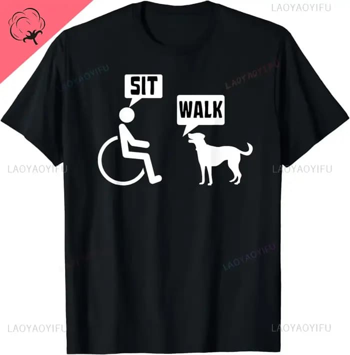 T-shirt graphique humoristique en fauteuil roulant pour hommes, blague drôle pour un handicap dans u
