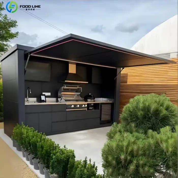Pergola de cuisine extérieure complète en acier inoxydable avec grill tout-en-un pour patio et jardi