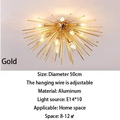 Lustres de plafond à LED dorés Ludeviation pour la décoration intérieure de la maison, salon, salle