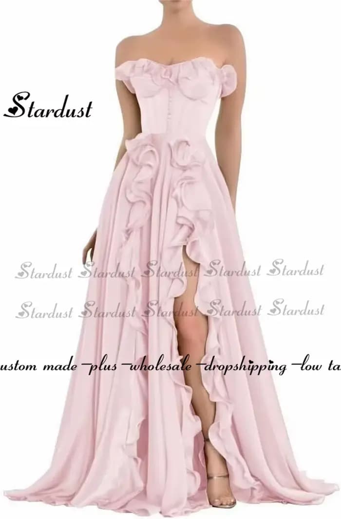 Stardust-Robe princesse en mousseline de soie pour femme, fente haute, personnalisée