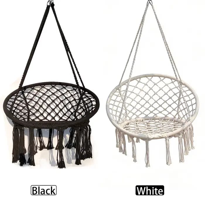 Hamac suspendu, chaise suspendue en corde de coton avec coussin et kit de fixation, chaises suspendu