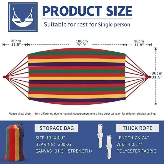 Hamac pliant portable en toile pour l'extérieur, balançoire de camping avec corde d'arbre, parfait p