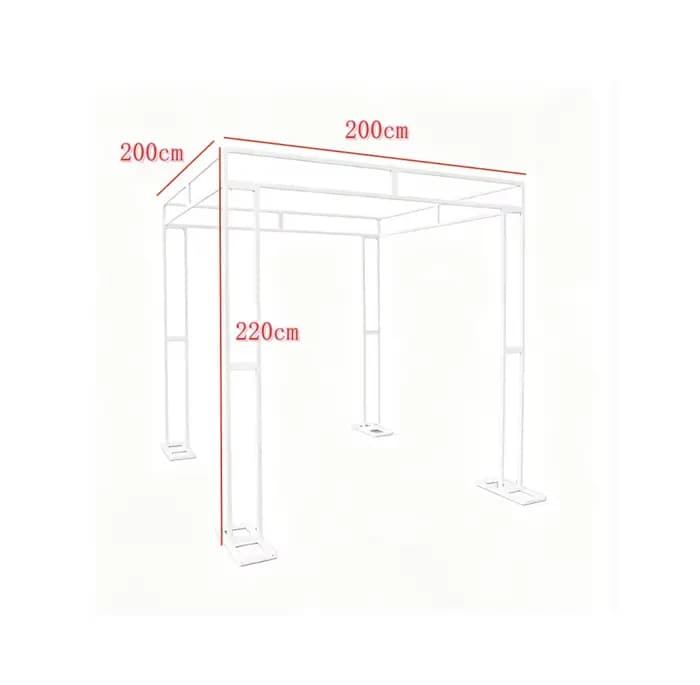 Pavillon de mariage élégant en fer forgé pour l'extérieur, table de cérémonie carrée en métal pour d