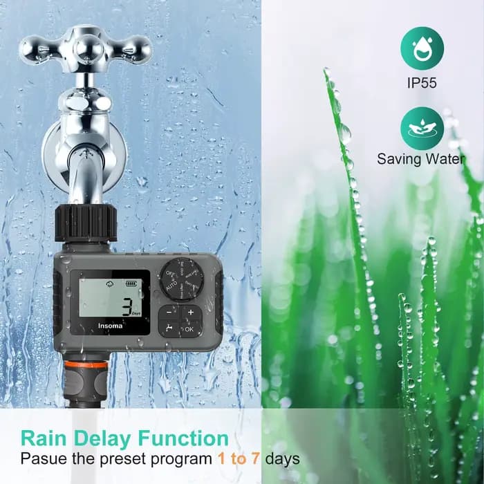 INSOMA-Système d'arrosage automatique intelligent, minuterie d'irrigation, écran LCD, IPX5, minuteri