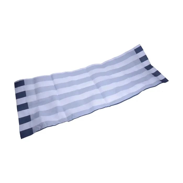 Chaise longue pliante en bois, tissu à rayures bleues et blanches, chaise de plage, chaise longue de