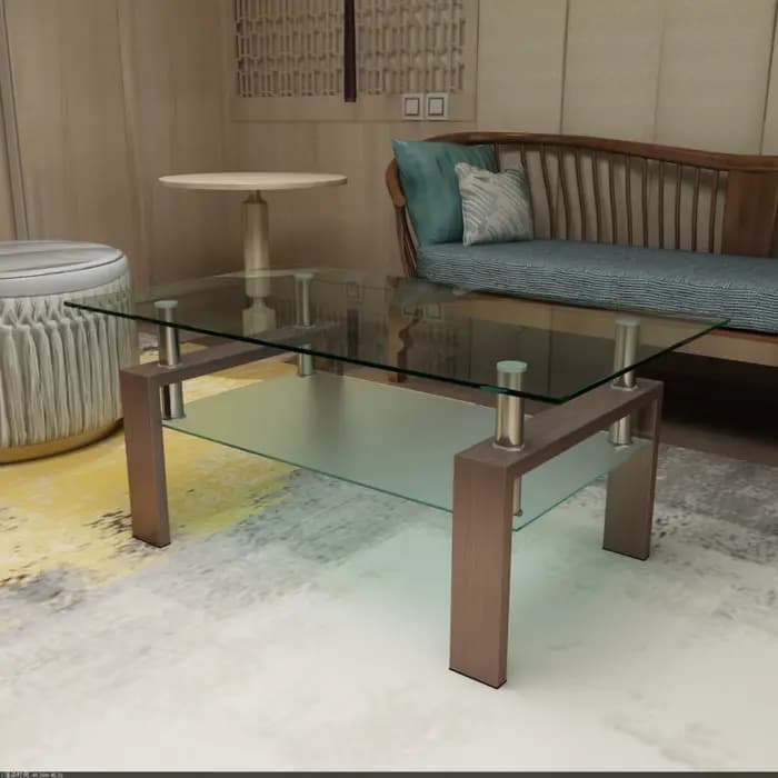 Table basse rectangulaire en verre noir, table basse transparente, tables centrales d'appoint modern
