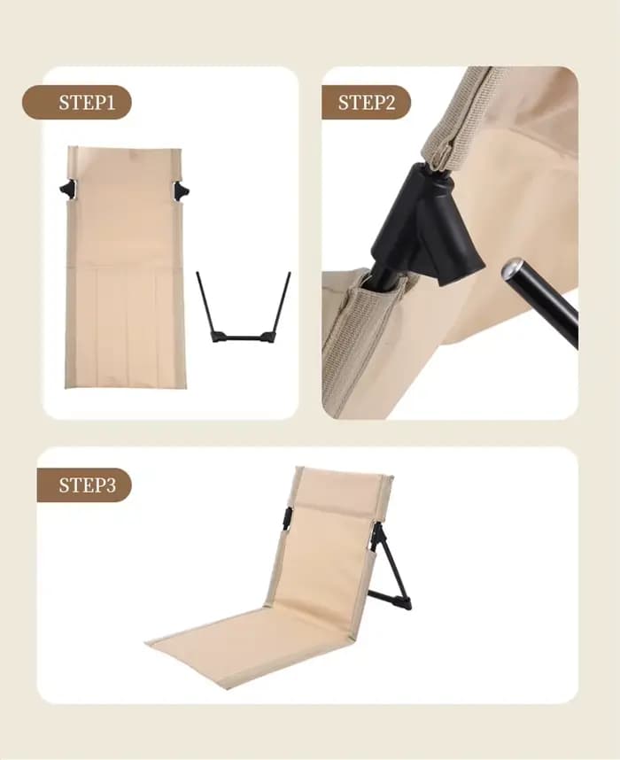 Chaise de camping pliante d'extérieur, chaise inclinable paresseuse simple, dossier de pique-nique,