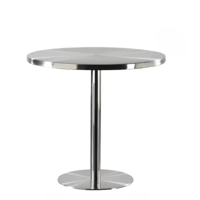 Table de Salle à Manger Ronde en Acier Inoxydable, Mobilier d'Extérieur pour la Maison, Mobile, Simp