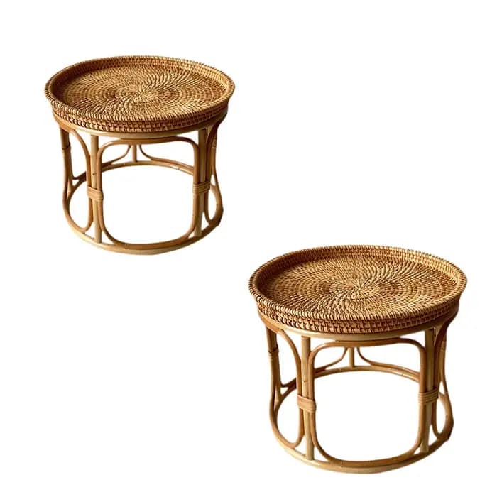 Table d'appoint en rotin, table de bout d'escalier, table basse décorative, table de nuit pour burea