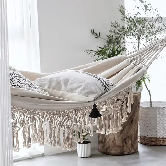 Grand hamac pour 2 personnes, Style Boho, macramé brésilien à franges, Double hamac de luxe, balanço