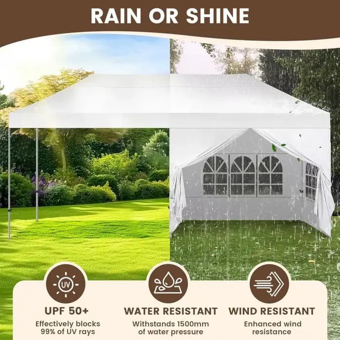 Tente à baldaquin Pop-Up Portable 10X20', auvent extérieur pliable et étanche, tonnelle robuste, par