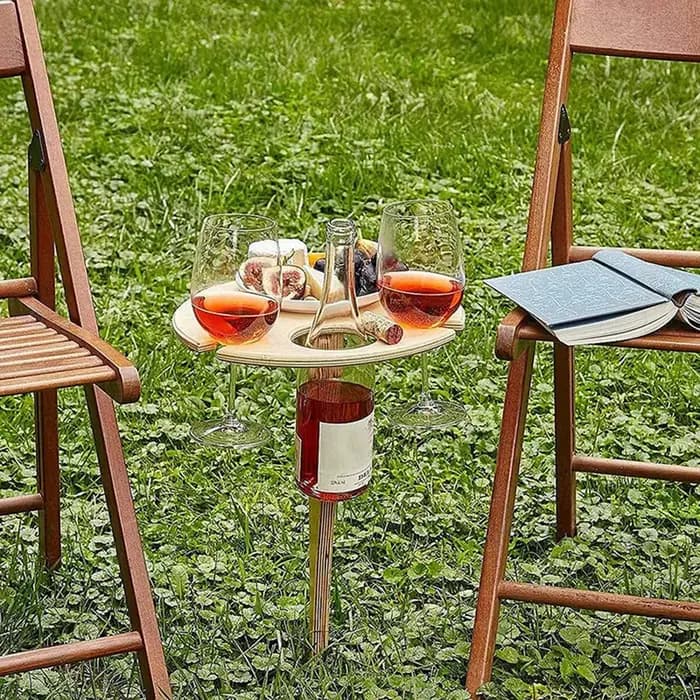 Table à vin en bois porte-vin table Portable extérieure pliante Table à vin en bois support pour ver
