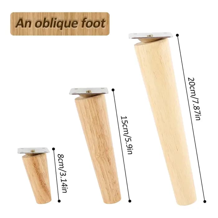 4 pièces pieds de meubles en bois massif hauteur 8/15/20/25 CM Oblique/droite canapé-lit armoire Tab