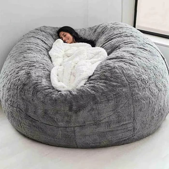 Pas de farci pouf gris chaise sacs de haricots géants Pouf canapé-lit bouffée Futon siège de chambre