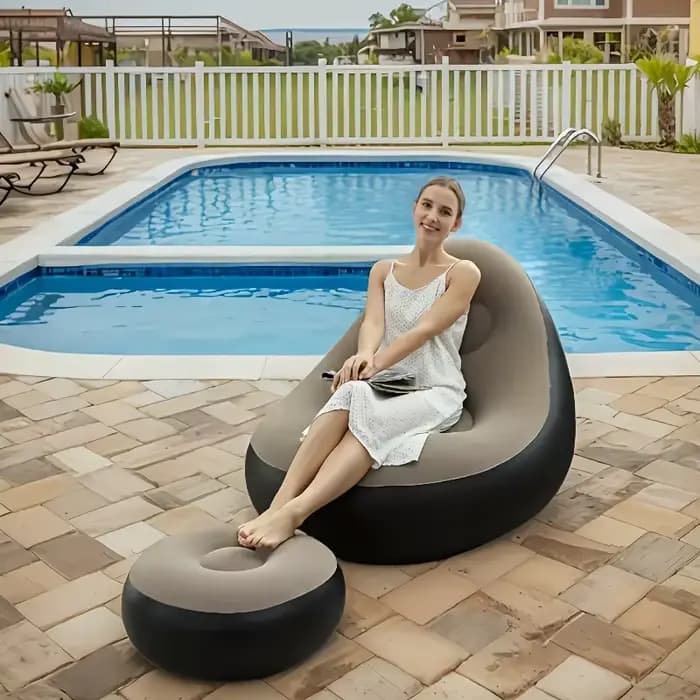 Pouf gonflable Simple pour loisirs, ensemble de canapé paresseux, siège moelleux pliable pour voyage