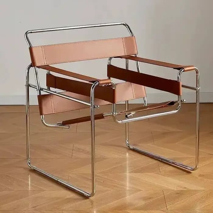 Vassili – chaise de loisirs nordique Simple, Style industriel médiéval, selle Bauhaus en cuir, résea