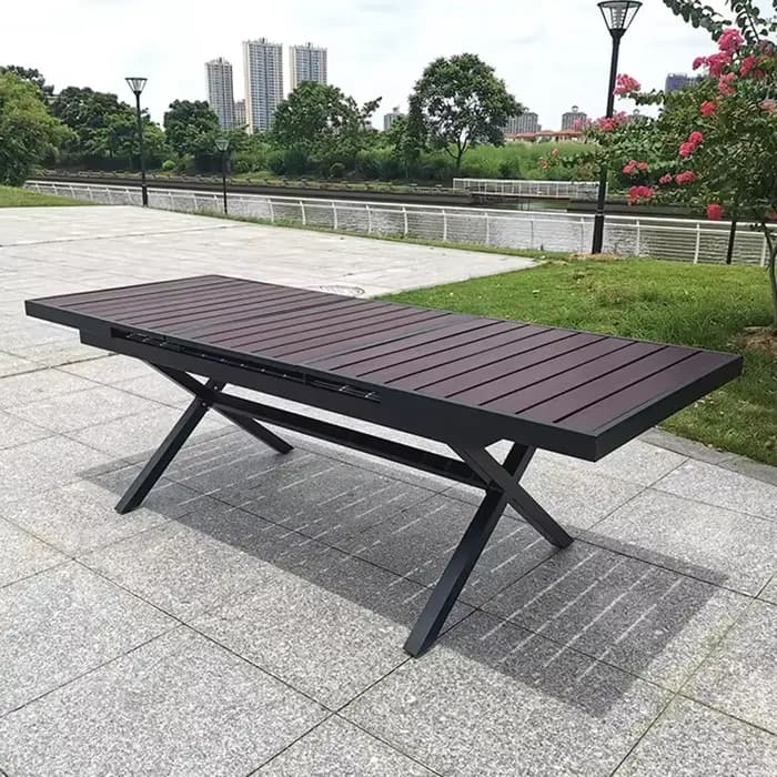 Table de jardin Table extérieure 180-240cm extensible rectangulaire Patio Table à manger salle cuisi