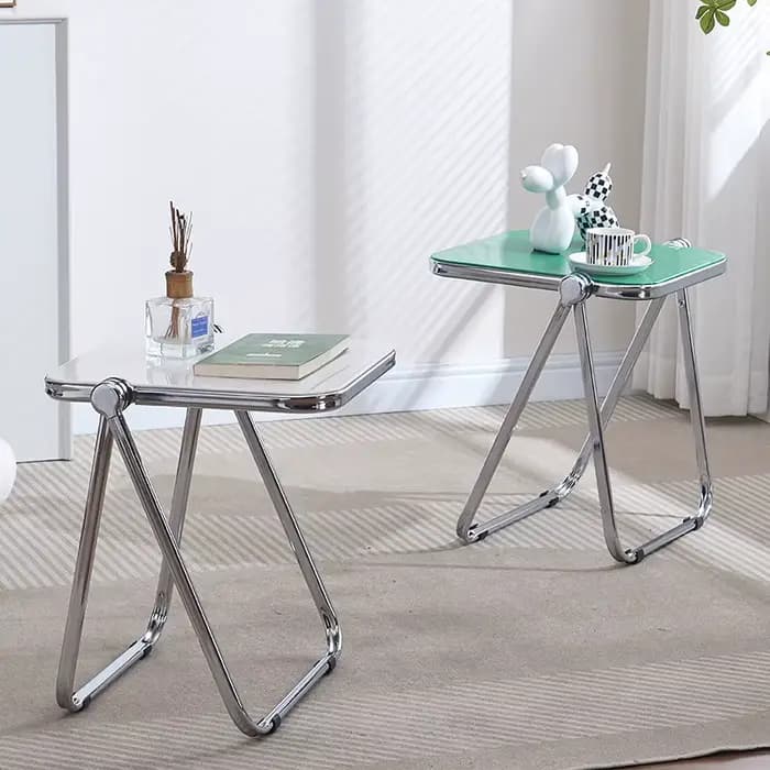 Table d'appoint pliante-table basse transparente à la mode pour salon canapé coin et balcon Table ba