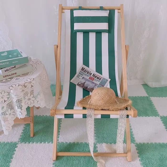 Chaise de Camping pliante en bois rose, bleue, confortable, pour l'extérieur, petits meubles de déte