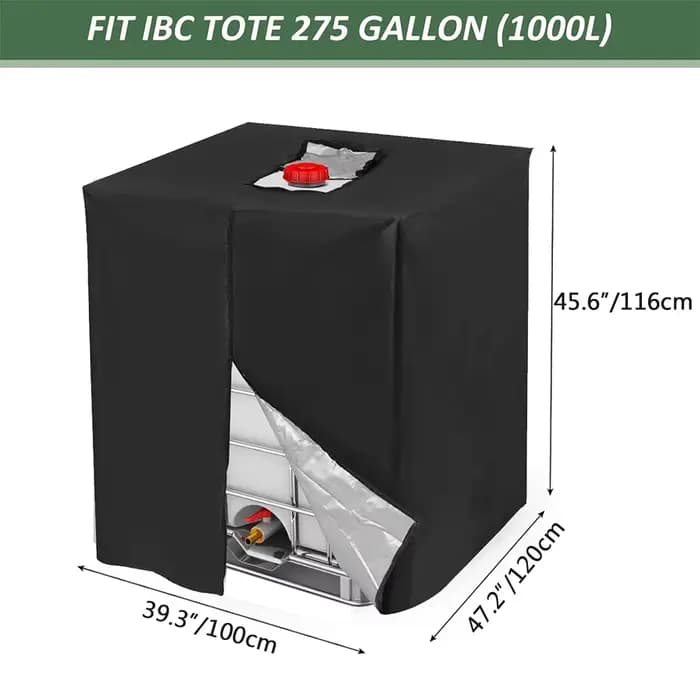 1pc 210D fermeture éclair extérieure IBC fourre-tout 275 gallons 1000L réservoir d'eau extérieur 100