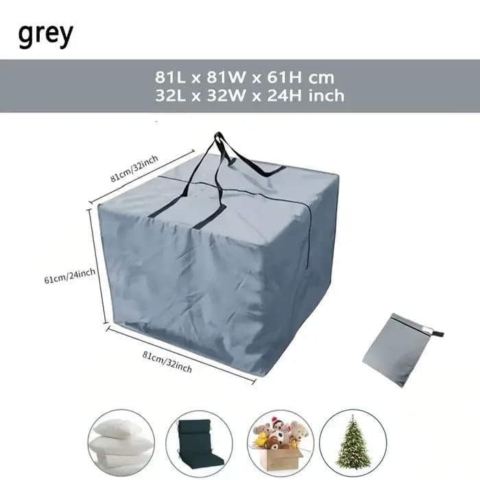 Sac de rangement pour coussins de patio extérieur, 32 x 32 x 24 pouces, sac de rangement carré pour