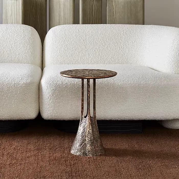 Petite table basse ronde en métal, table d'appoint en laiton antique, salon moderne, conception Manu