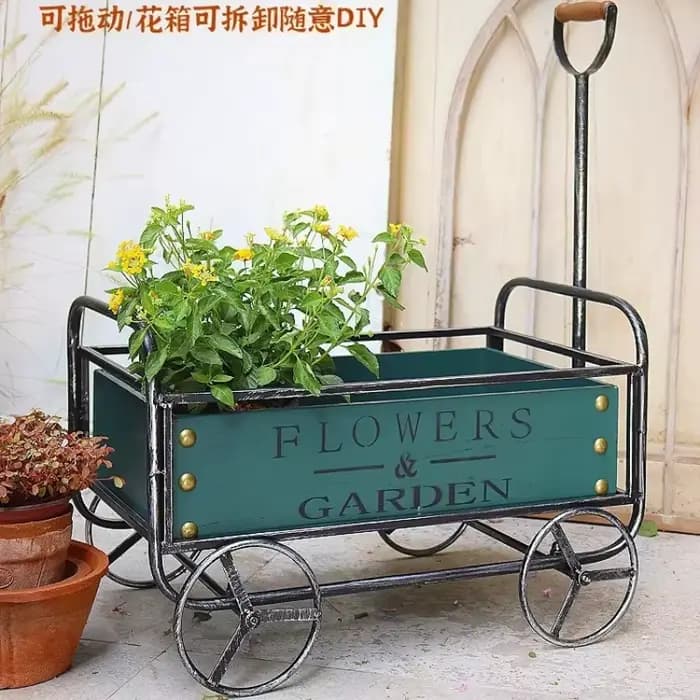 Chariot de jardin en fer forgé pour plantes d'extérieur, support décoratif pour balcon, chariot créa