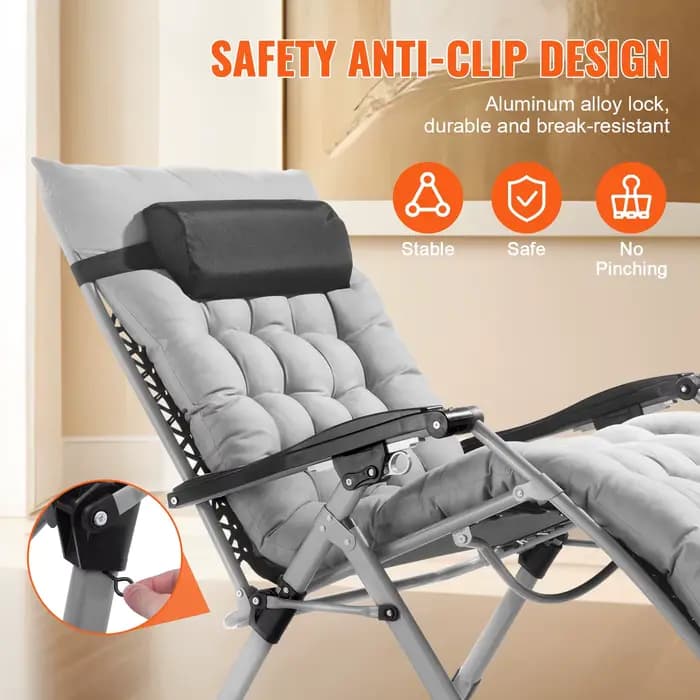SucceBuy Zero Gravity Chair Zero Gravity Chaise longue inclinable réglable Anti-gravité avec coussin