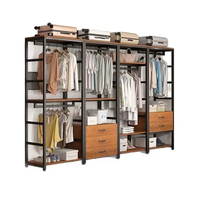 Armoire maison walk-in vestiaire étagère combinaison étagère à vêtements suspendu cintre sol au sol