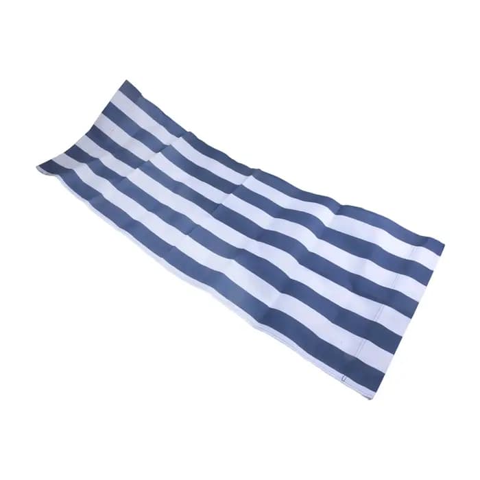 Chaise longue pliante en bois, tissu à rayures bleues et blanches, chaise de plage, chaise longue de