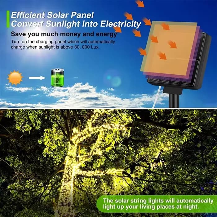 32M lumière LED solaire guirlande extérieure lampe jardin fée chaîne lumineuse Led scintillant lampe