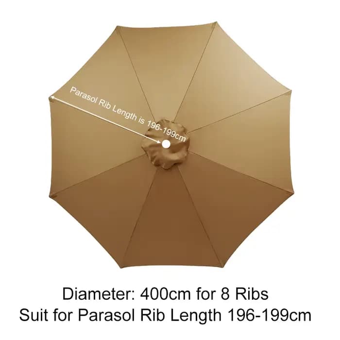 Tissu de rechange pour parasol d'extérieur 400 cm, pour plage, jardin, terrasse, parasol banane, san