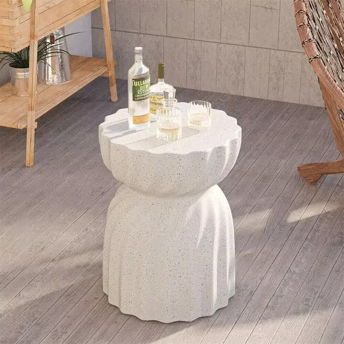 Table d'appoint contemporaine en béton léger, sablier, table d'appoint, tabouret de jardin pour salo